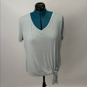 Matty M Mint Green and White Striped Short Sleeve Tee